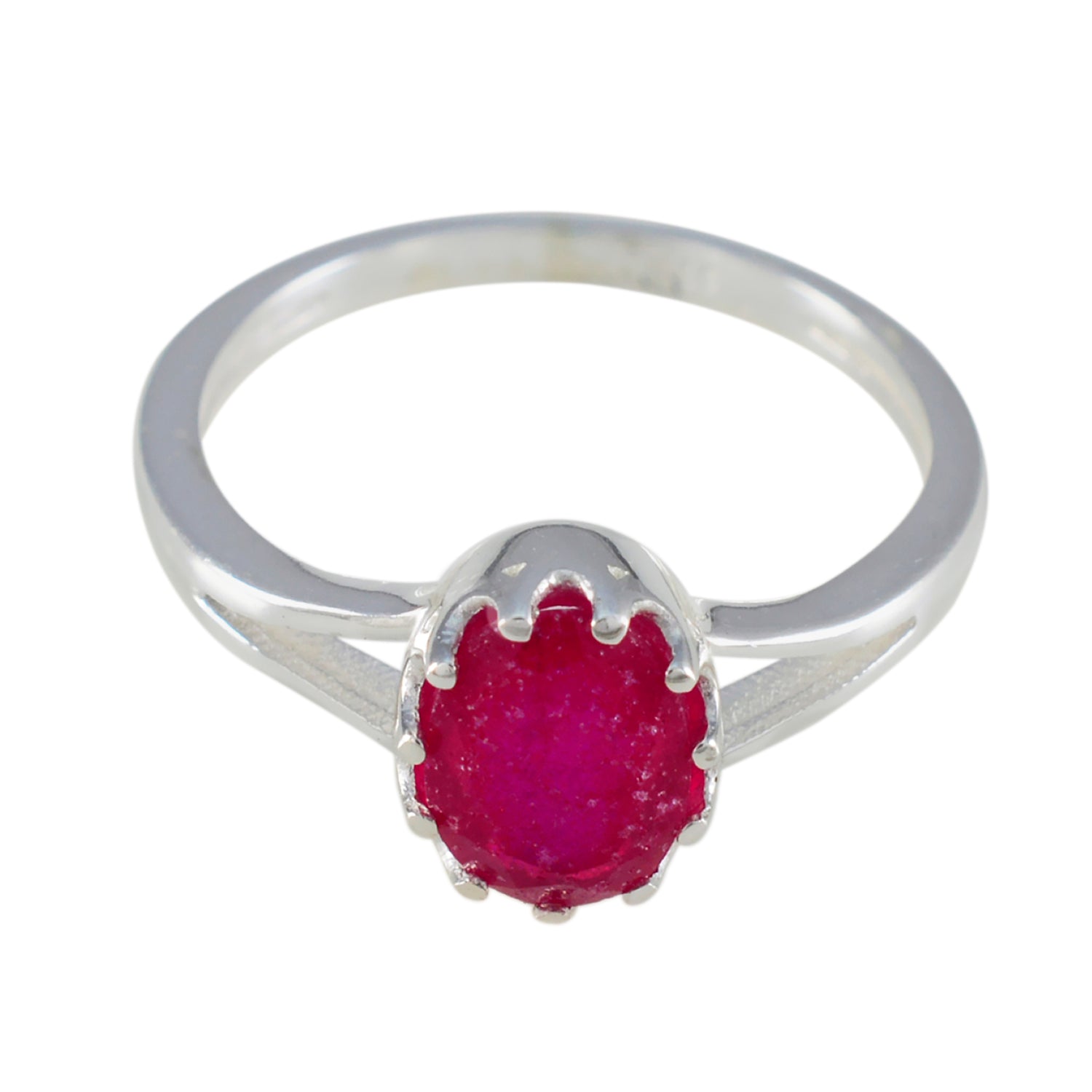 Liyana Red Solitaire Ring with Elegant Silver Band Indian Ruby Red