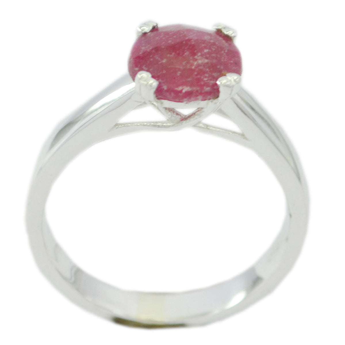 Emily Red Solitaire Ring with Sterling Silver Band Indian Ruby Red