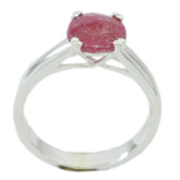 Emily Red Solitaire Ring with Sterling Silver Band Indian Ruby Red