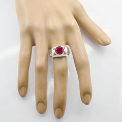 Meera Red Solitaire Ring with Sterling Silver Band
