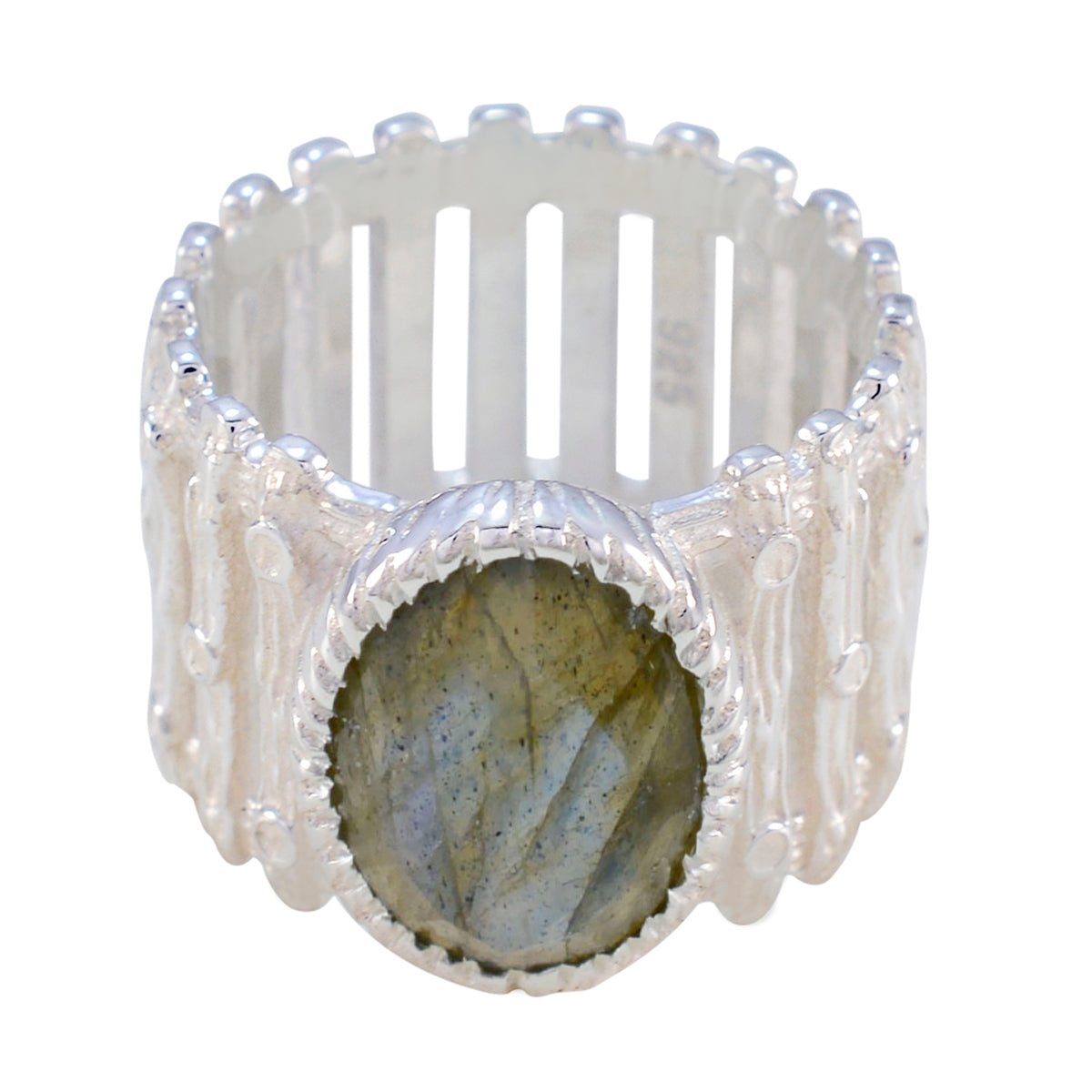 Carolina Armor Grey Solitaire Band Labradorite Gray