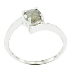 Siti Grey Solitaire Ring with Elegant Gemstone Labradorite Gray