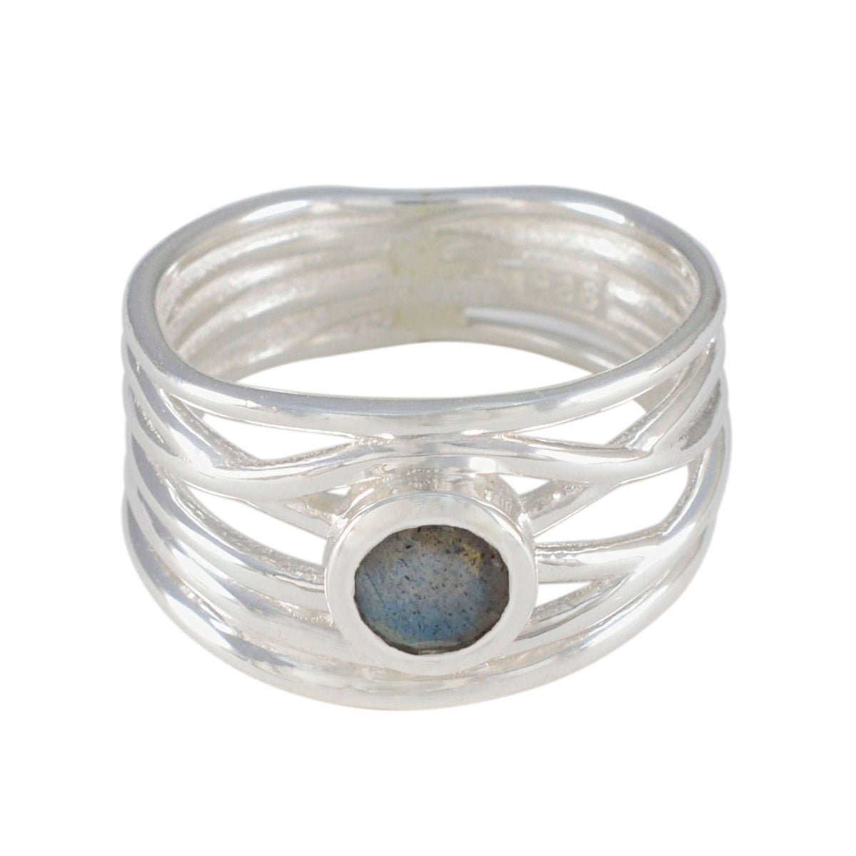 Lily Rope-Wire Grey Solitaire Band Labradorite Gray