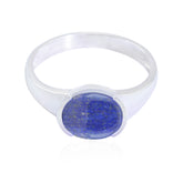 Ling Blue Solitaire Ring with Elegant Oval Gemstone Lapis Lazuli Blue