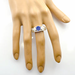 Ava Blue Solitaire Ring with Sterling Silver Band