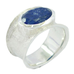 Bella Oversized Blue Solitaire Band Lapis Lazuli Blue