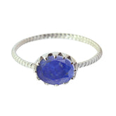Liyana Blue Solitaire Ring with Oval Gemstone Lapis Lazuli Blue