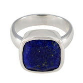 Lorena Blue Solitaire Ring with Sterling Silver Band Lapis Lazuli Blue