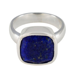 Lorena Blue Solitaire Ring with Sterling Silver Band Lapis Lazuli Blue