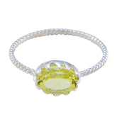 Luna Yellow Solitaire Ring with Oval Gemstone Lemon Quartz Yellow
