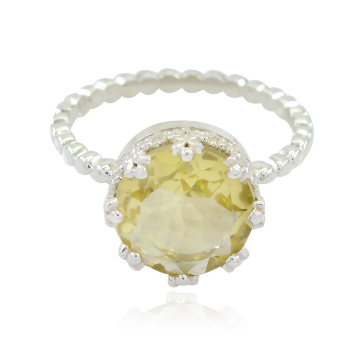 Sarah Sophisticated Yellow Solitaire Ring Lemon Quartz Yellow