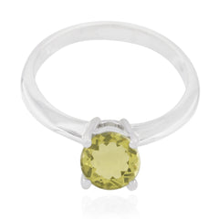 Aurora Sophisticated Yellow Solitaire Ring Lemon Quartz Yellow