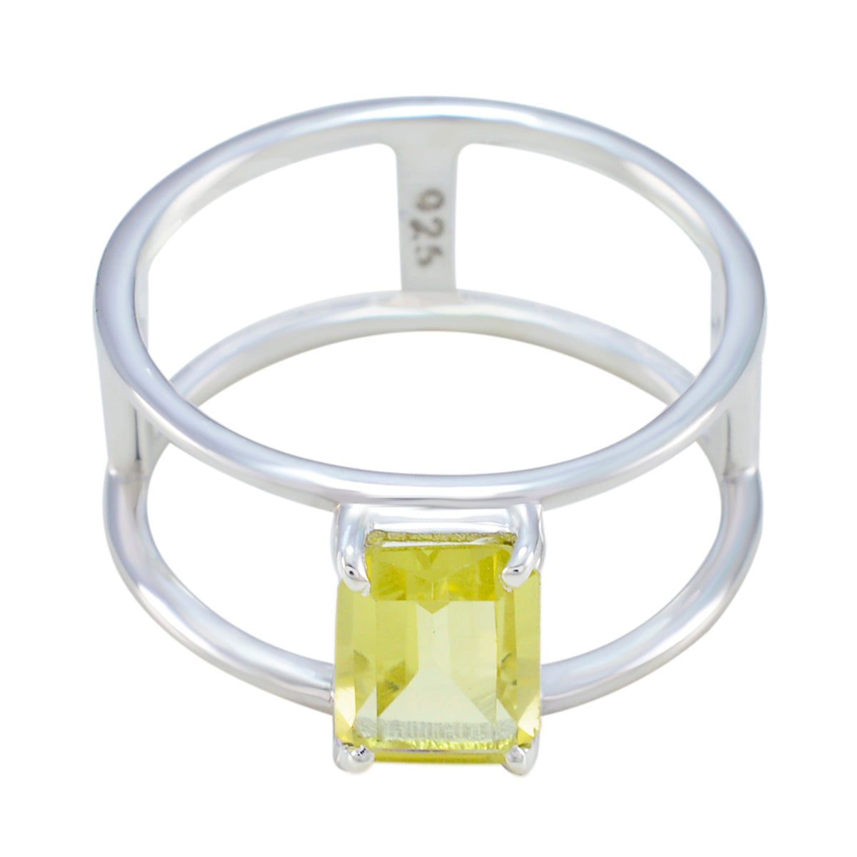 Lakshmi Geometric Yellow Solitaire Band Lemon Quartz Yellow