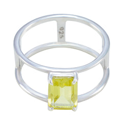 Lakshmi Geometric Yellow Solitaire Band Lemon Quartz Yellow