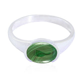 Clara Green Solitaire Ring with Oval Malachite Gemstone Malachite Green