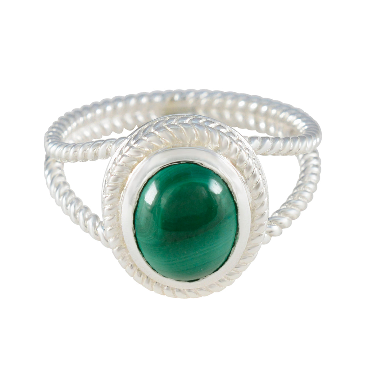 Evelyn Rope-Wire Green Solitaire Ring Malachite Green