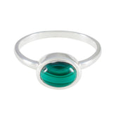 Nora Green Solitaire Ring with Elegant Silver Band Malachite Green