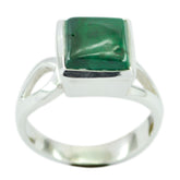Lea Green Solitaire Ring with Square Gemstone Malachite Green