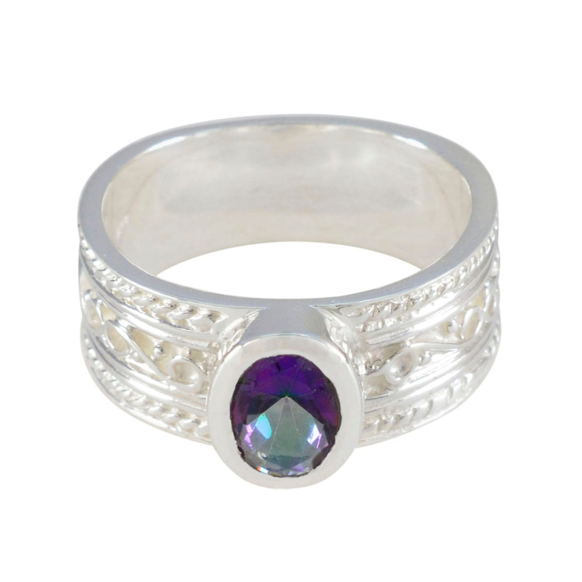 Maya Twist multicolor Solitaire Band Mystic Quartz Multicolor