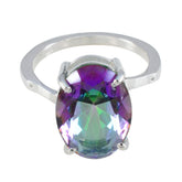 Soo-jin Multicolor Solitaire Ring with Oval Gemstone Mystic Quartz Multicolor