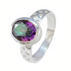 Skylar Multicolor Solitaire Ring with Silver Band