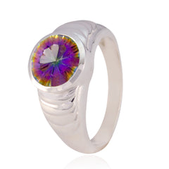 Nella Multicolor Solitaire Ring with Silver Band
