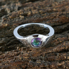 Nisa Multicolor Solitaire Ring with Silver Finish