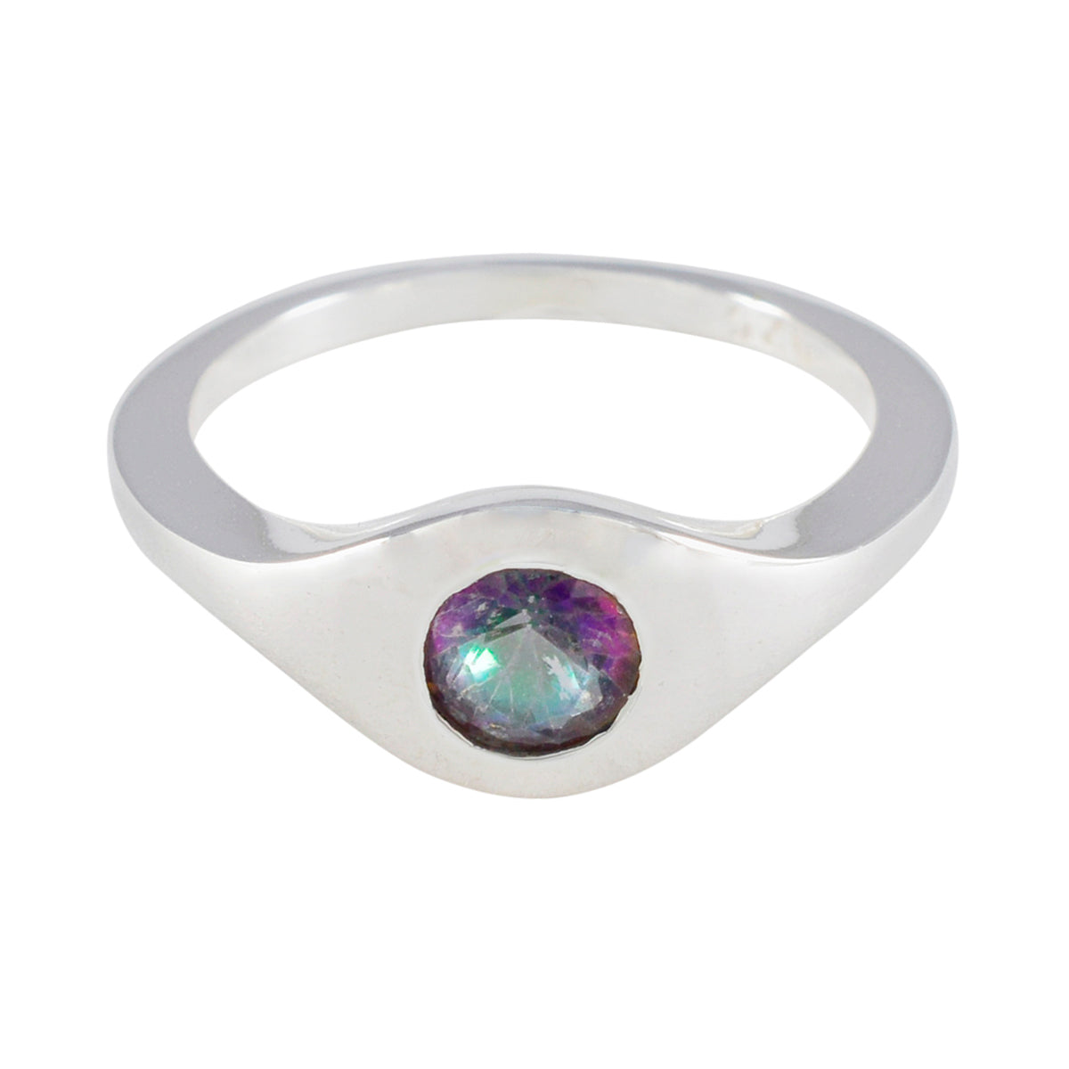 Nisa Multicolor Solitaire Ring with Silver Finish Mystic Quartz Multicolor