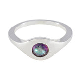 Nisa Multicolor Solitaire Ring with Silver Finish Mystic Quartz Multicolor