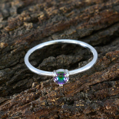 Aiko Multicolor Solitaire Ring with Silver Band