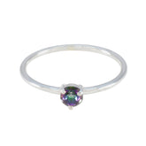 Aiko Multicolor Solitaire Ring with Silver Band Mystic Quartz Multicolor