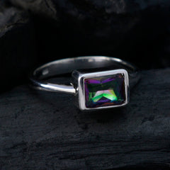 Isla Multicolor Solitaire Ring with Silver Band