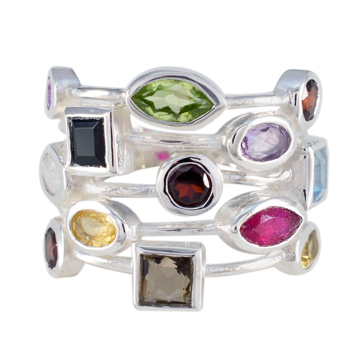 Giulia Cocktail multicolor multiple Ring Multi Stone Multicolor