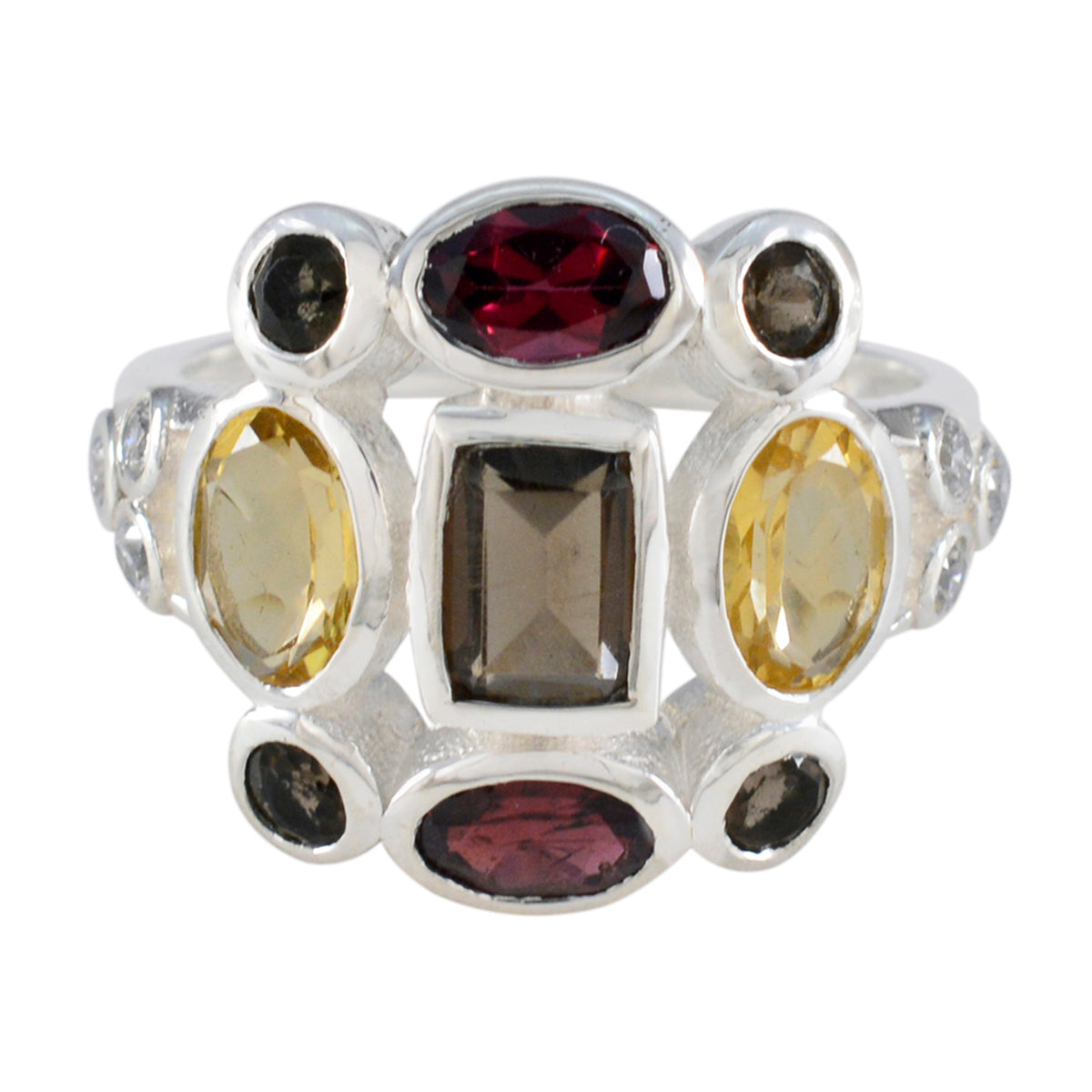 Evelyn Cocktail multicolor Navratna Ring Multi Stone Multicolor