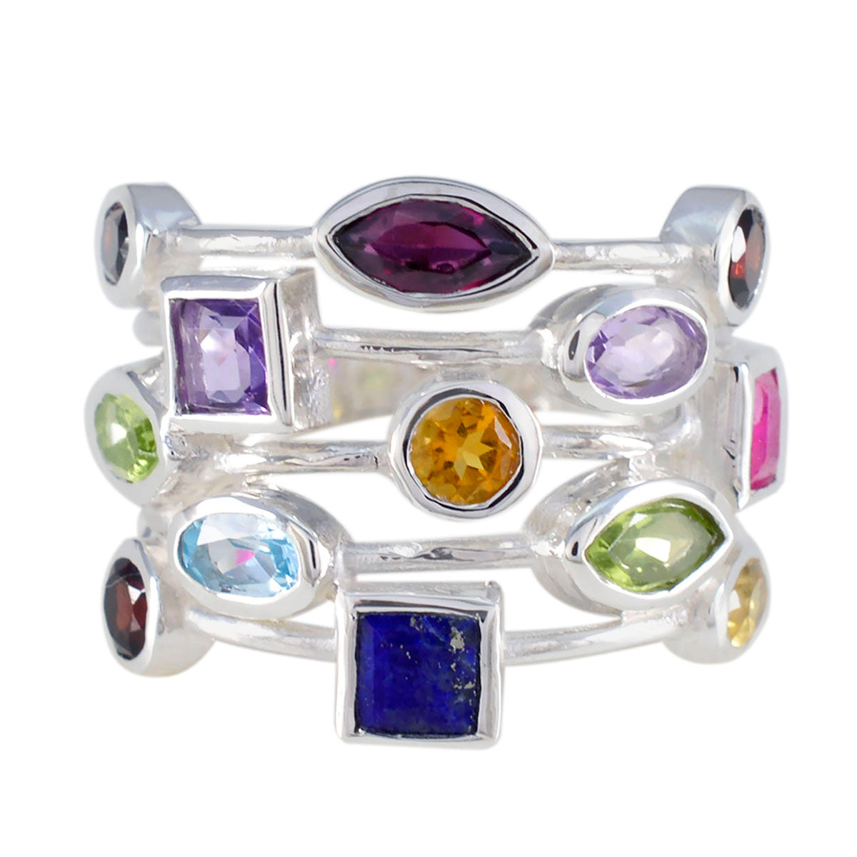 Grace Cocktail multicolor multiple Ring Multi Stone Multicolor