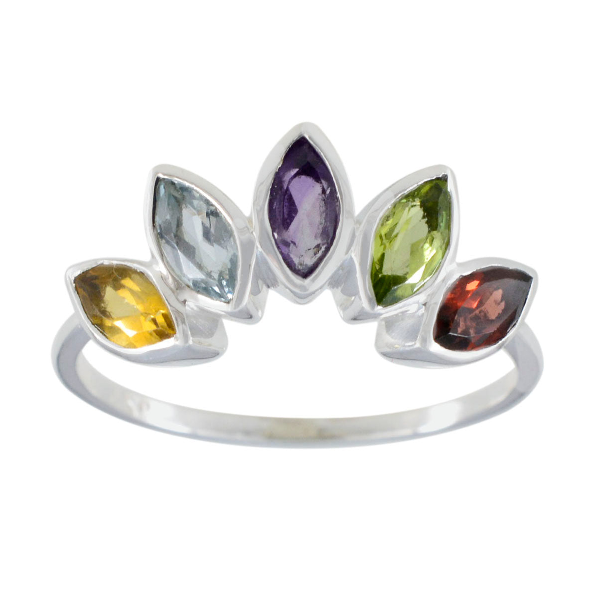 lara crown multicolor Penta Ring Multi Stone Multicolor