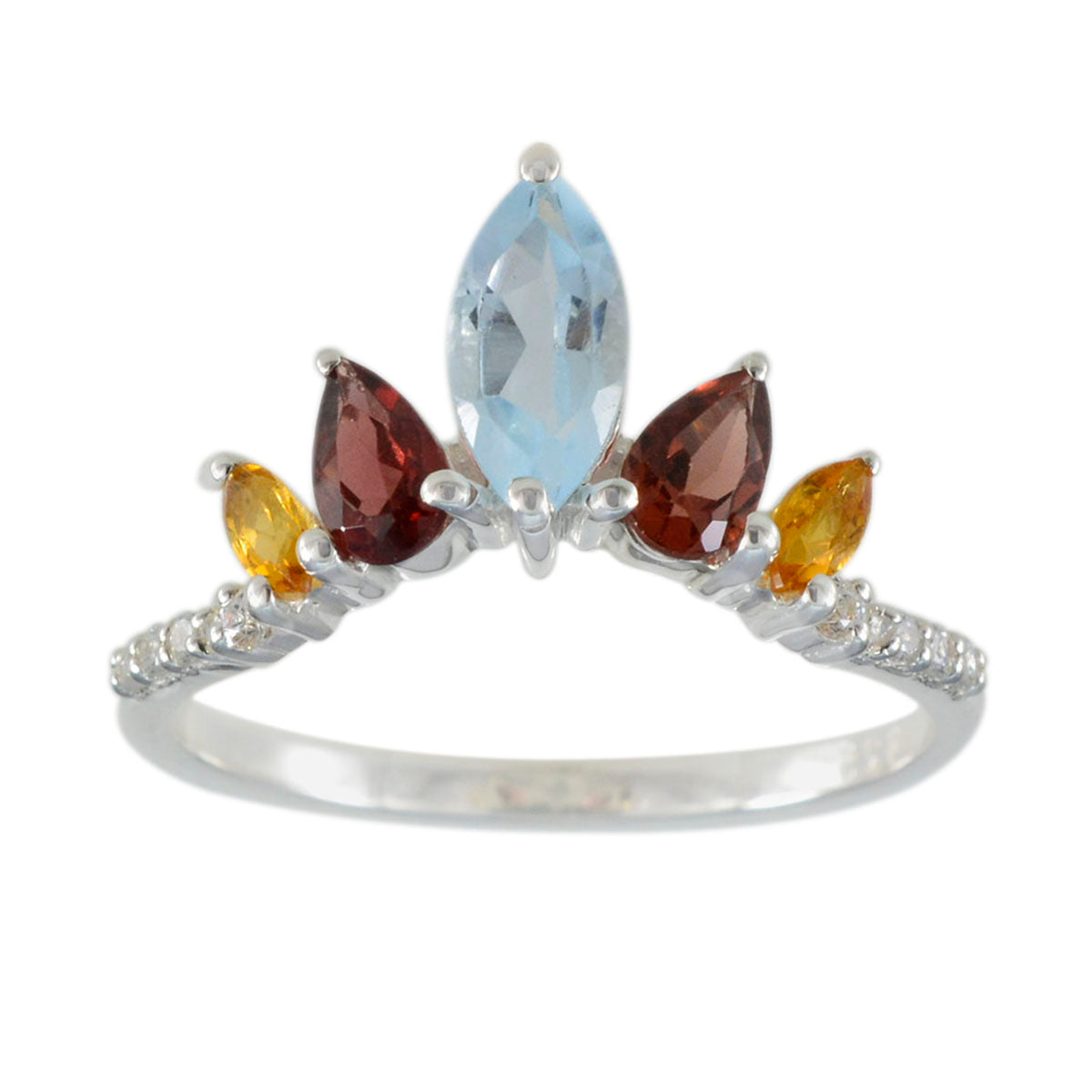 Lea crown multicolor Penta Ring Multi Stone Multicolor