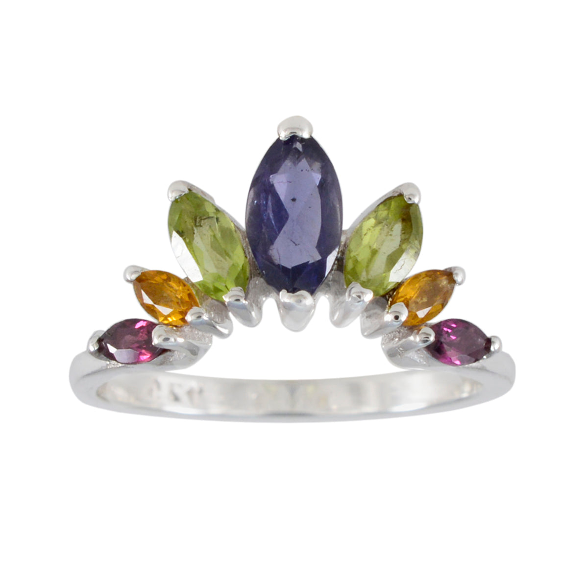 Min-seo crown multicolor Hepta Ring Multi Stone Multicolor