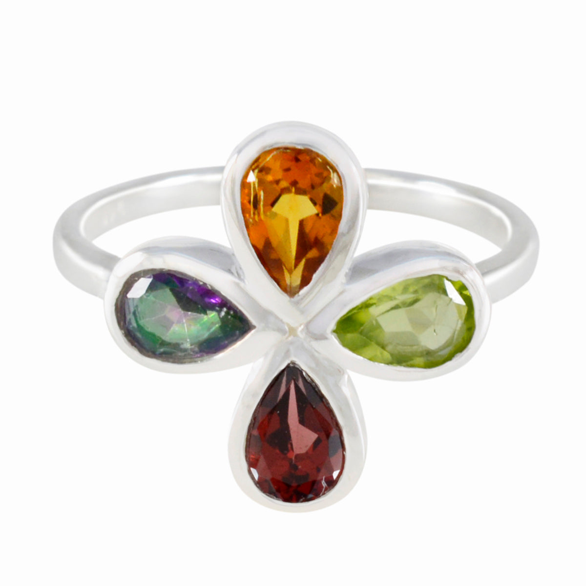 Eun-ji Floral multicolor quarter Ring Multi Stone Multicolor
