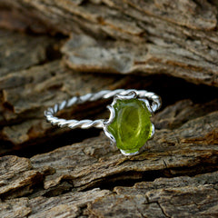 Aisha Green Solitaire Ring with Twisted Silver Band