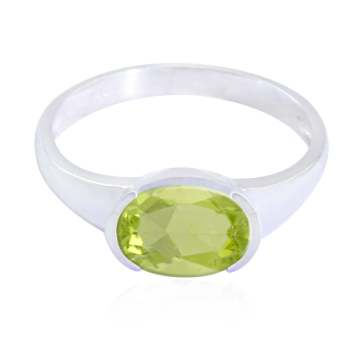 Haruka Contemporary Green Solitaire Ring Peridot Green