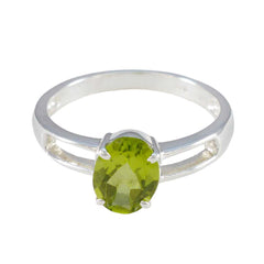Audrey Green Solitaire Ring in Sterling Silver Peridot Green
