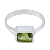 Ivy Green Solitaire Ring with Rectangular Gemstone Peridot Green