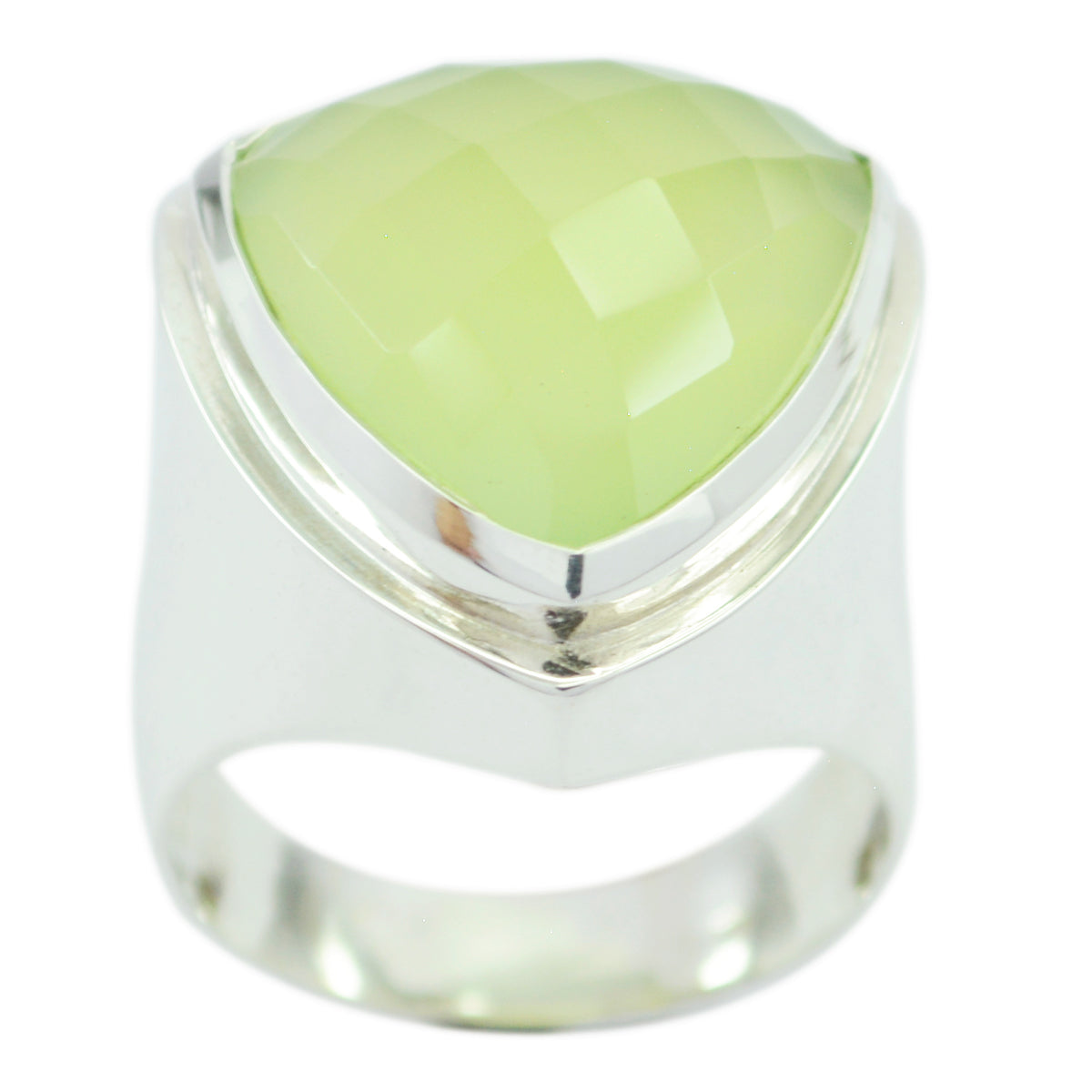 Florencia Cocktail Light Green Solitaire Ring Prehnite Green