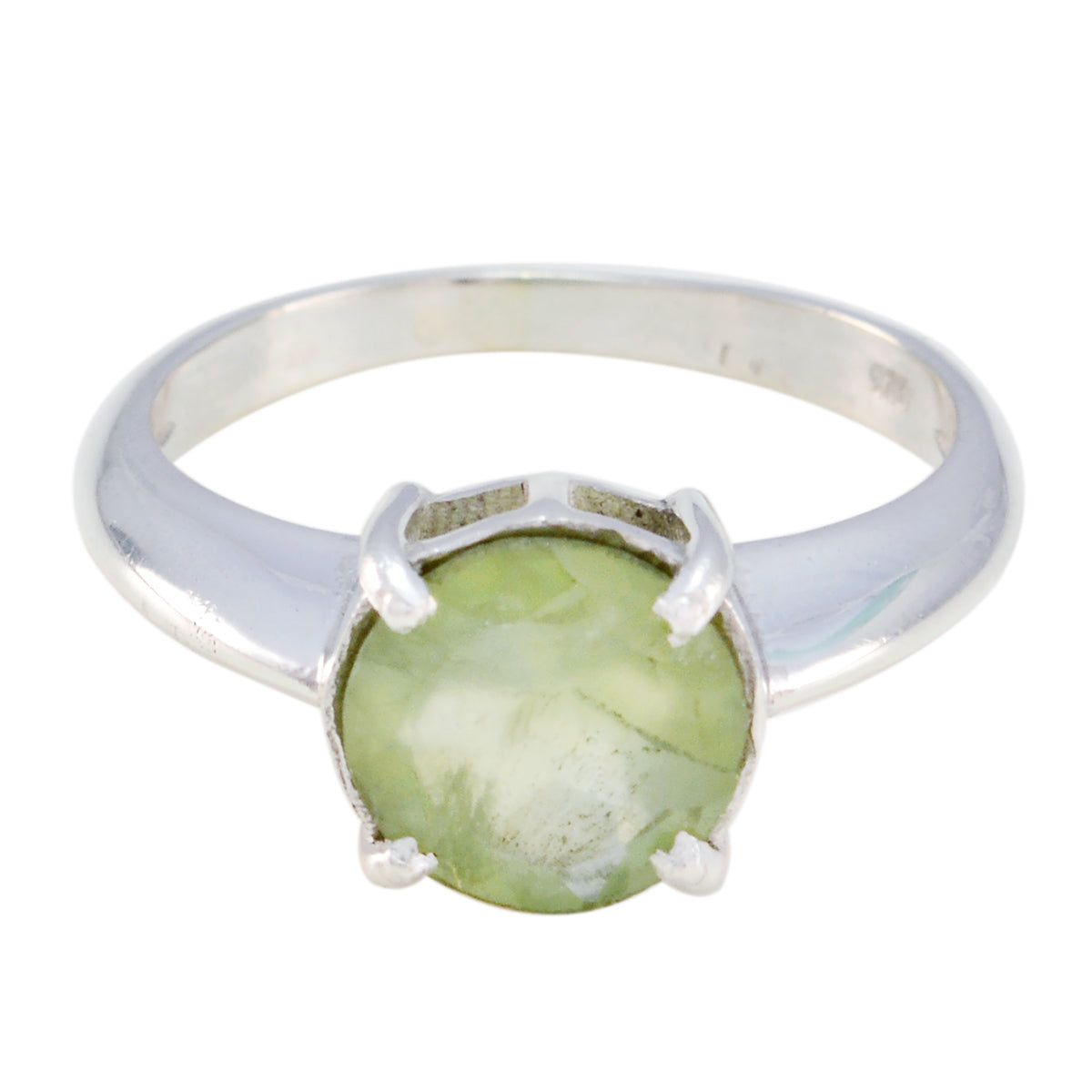 Meera Contemporary Light Green Solitaire Ring Prehnite Green