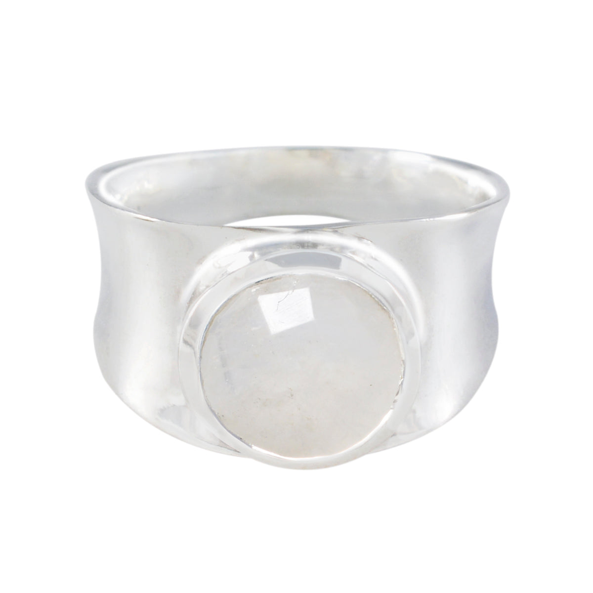 Evelyn Armor White Solitaire Band Rainbow Moonstone White