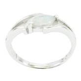 Audrey Modern White Solitaire Ring Rainbow Moonstone White