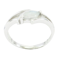 Audrey Modern White Solitaire Ring Rainbow Moonstone White