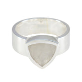 Victoria Signet White Solitaire Band Rainbow Moonstone White