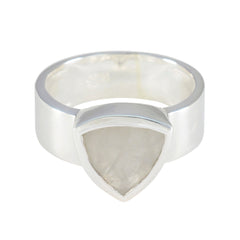 Victoria Signet White Solitaire Band Rainbow Moonstone White